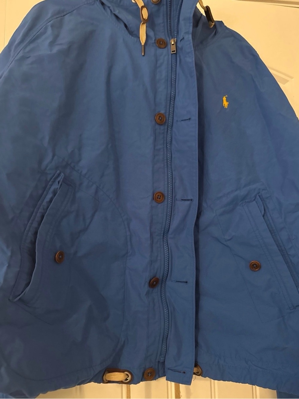Polo by Ralph Lauren Royal Blue Hooded Lightweight Jacket with Yellow Pony